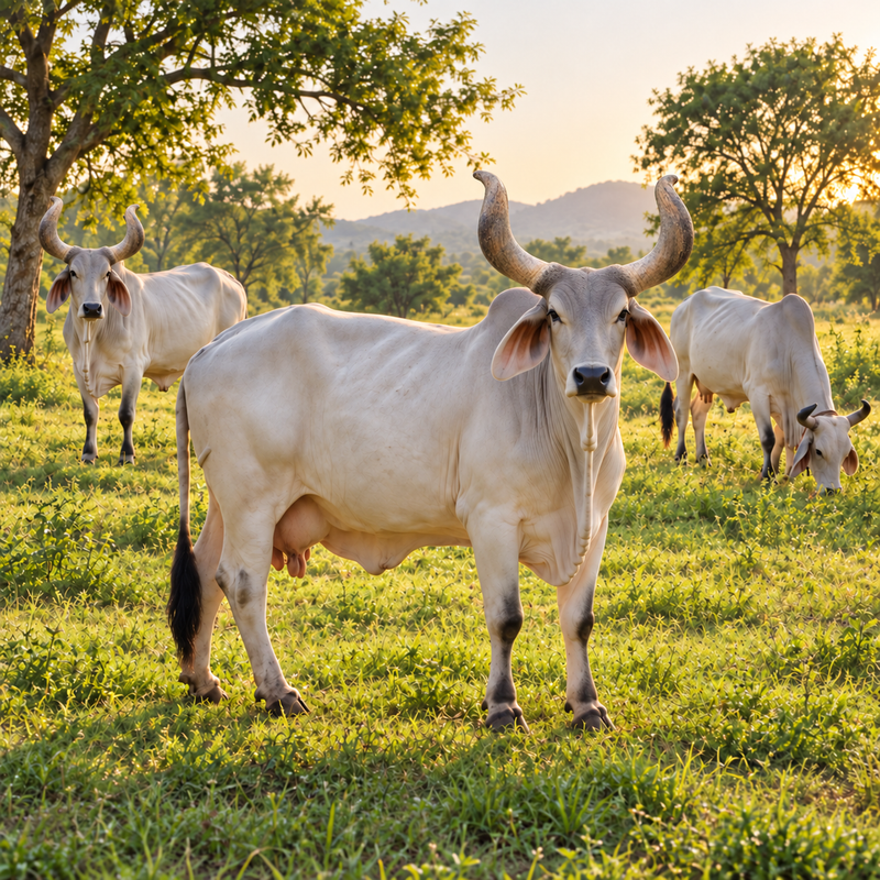 Kankrej Cows freely grazing in the open lands in Kutch & Rajasthan.